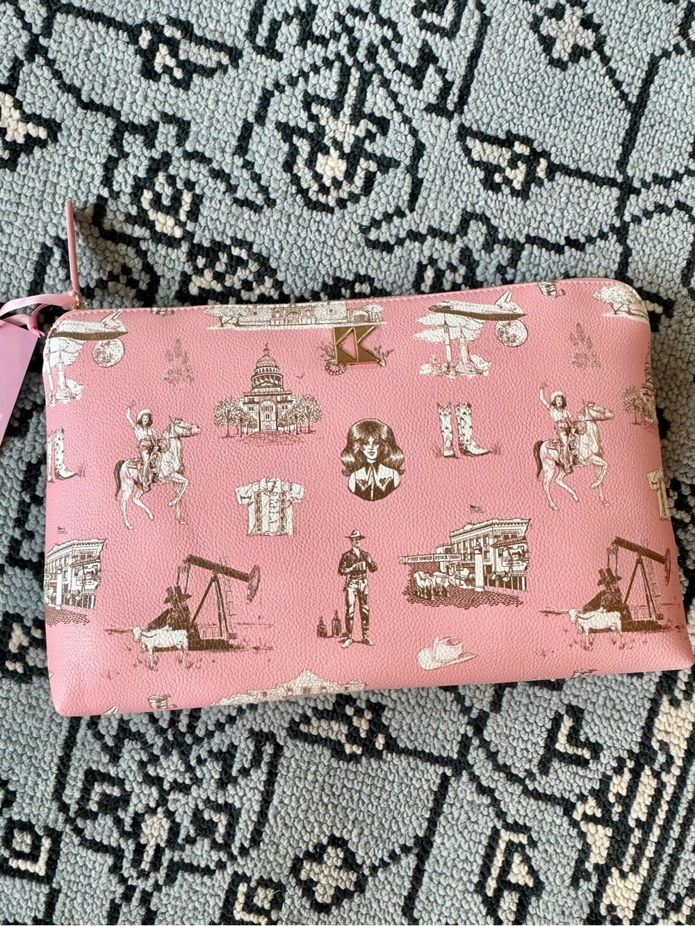 Katie Kime nwt THE OVERSIZED ACCESSORY BAG TEXAS TOILE